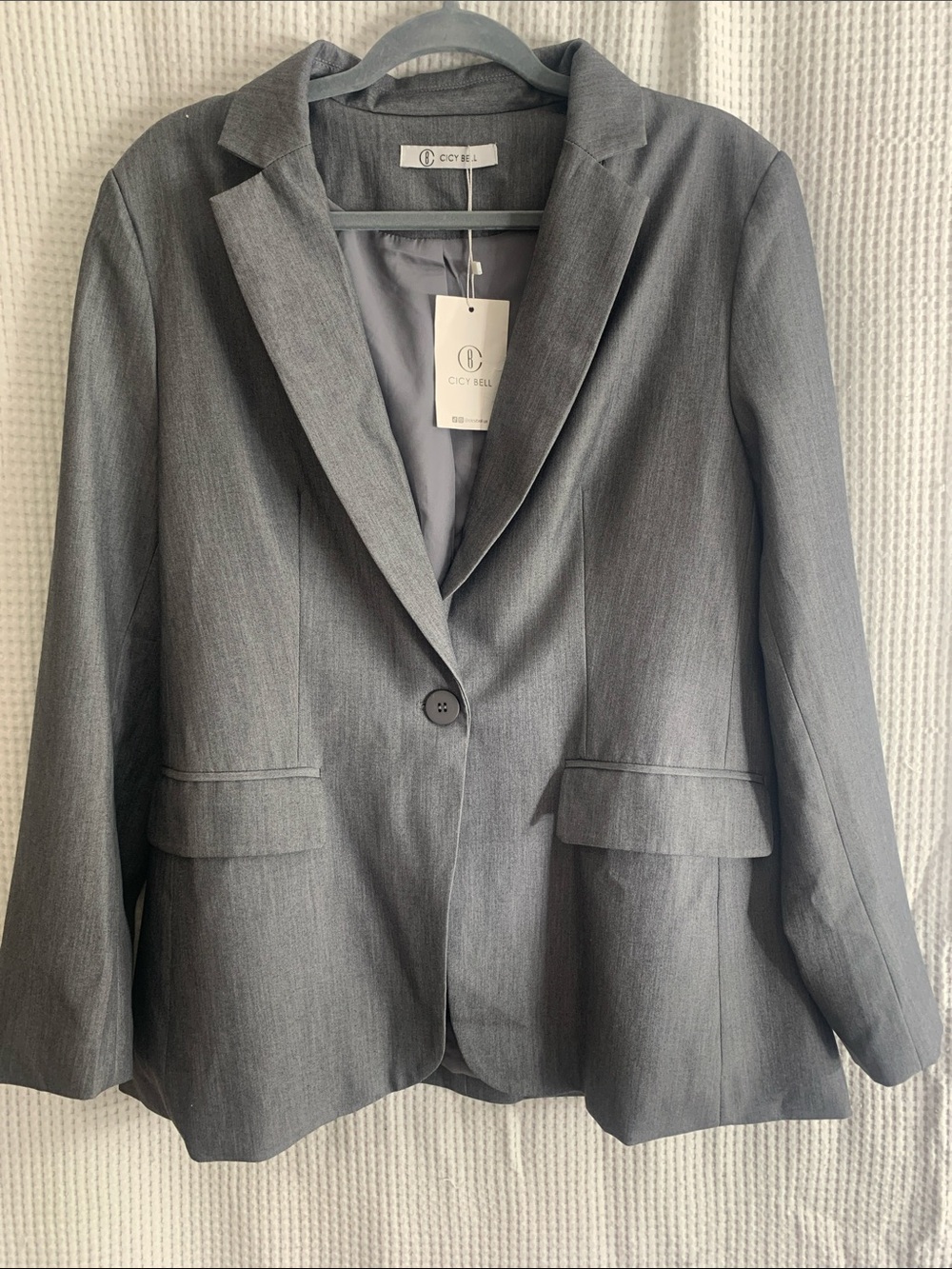 CCY & BELLA Women's Gray Single-Button Notch-Lapel Blazer XXL